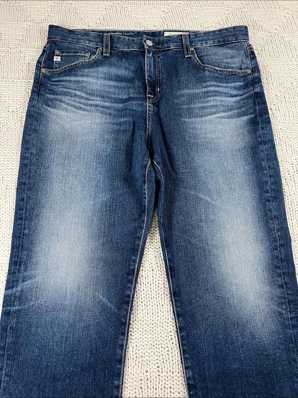 Ag Adriano Goldschmied Women's Blue Washed Ex-Boyfriend Jeans